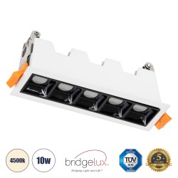 GLOBOSTAR® LUMINAR 60318 Χωνευτό Downlight Σποτ LED 10W 1400lm 36° AC 220-240V IP20 Φυσικό Λευκό 4500K - Osram SMD Chip & TÜV SÜD Driver - Λευκό & Μαύρο Ματ - Μ14.8 x Π4.3 x Υ4.5cm / Q13.5 x 3.5cm - 5 Χρόνια Εγγύηση