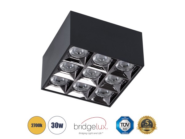 GLOBOSTAR® LUMINAR 60337 Downlight Σποτ LED 30W 4050lm 36° AC 220-240V IP20 Θερμό Λευκό 2700K - Osram SMD Chip & TÜV SÜD Driver - Μαύρο Ματ - Μ12 x Π12 x Υ6.6cm - 5 Χρόνια Εγγύηση GLOBOSTAR® LUMINAR 60337 Downlight Σποτ LED 30W 4050lm 36° AC 220-240V IP20 Θερμό Λευκό 2700K - Osram SMD Chip & TÜV SÜD Driver - Μαύρο Ματ - Μ12 x Π12 x Υ6.6cm - 5 Χρόνια Εγγύηση