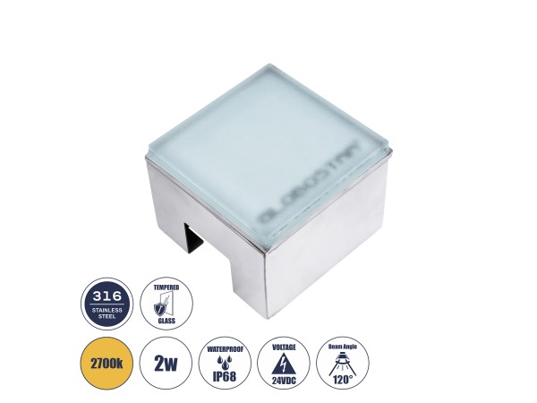 GLOBOSTAR® CYBOLITHOS 60365 Χωνευτό Αρχιτεκτονικο Φωτιστικό Σποτ Δαπέδου LED 2W 220lm 120° DC 24V Αδιάβροχο IP68 IK06 Θερμό Λευκό 2700K Dimmable - Bridgelux SMD Chip - Γαλακτερό Tempered Glass & Ανοξείδωτο Ατσάλι SS316 - Μ10 x Π10x Υ8cm / Q10 x 10cm - 3 Χ GLOBOSTAR® CYBOLITHOS 60365 Χωνευτό Αρχιτεκτονικο Φωτιστικό Σποτ Δαπέδου LED 2W 220lm 120° DC 24V Αδιάβροχο IP68 IK06 Θερμό Λευκό 2700K Dimmable - Bridgelux SMD Chip - Γαλακτερό Tempered Glass & Ανοξείδωτο Ατσάλι SS316 - Μ10 x Π10x Υ8cm / Q10 x 10cm - 3 Χ