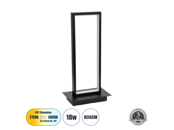 GLOBOSTAR® CORNELIE 60460 Μοντέρνο Επιτραπέζιο Φωτιστικό LED CCT 18W 1980lm 200° AC 220-240V IP20 Ρυθμιζόμενο Λευκό CCT με On/Off 2700K/4500K/6000K - Lumileds SMD Chip - Mαύρο - Μ18 x Π10 x Υ36cm - 3 Χρόνια Εγγύηση GLOBOSTAR® CORNELIE 60460 Μοντέρνο Επιτραπέζιο Φωτιστικό LED CCT 18W 1980lm 200° AC 220-240V IP20 Ρυθμιζόμενο Λευκό CCT με On/Off 2700K/4500K/6000K - Lumileds SMD Chip - Mαύρο - Μ18 x Π10 x Υ36cm - 3 Χρόνια Εγγύηση