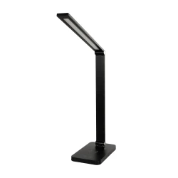 GLOBOSTAR® TEBLA 60482 Μοντέρνο Επιτραπέζιο Φωτιστικό Γραφείου με Ασύρματη Φόρτιση 5W 1A LED 5W 500lm 120° AC 220-240V IP20 Ρυθμιζόμενο Λευκό CCT με Αφή 2700K/4500K/6000K Dimmable - Bridgelux SMD Chip - Μαύρο - Μ11 x Π31 x Υ52cm - 2 Χρόνια Εγγύηση