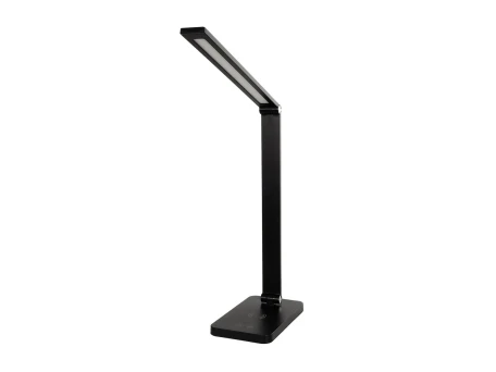 GLOBOSTAR® TEBLA 60482 Μοντέρνο Επιτραπέζιο Φωτιστικό Γραφείου με Ασύρματη Φόρτιση 5W 1A LED 5W 500lm 120° AC 220-240V IP20 Ρυθμιζόμενο Λευκό CCT με Αφή 2700K/4500K/6000K Dimmable - Bridgelux SMD Chip - Μαύρο - Μ11 x Π31 x Υ52cm - 2 Χρόνια Εγγύηση