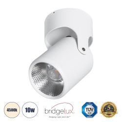 GLOBOSTAR® DETRONIC 60501 Κινούμενο Downlight Σποτ LED 10W 1300lm 24° AC 220-240V IP20 Φυσικό Λευκό 4500K - Bridgelux COB Chip & TÜV SÜD Driver - Λευκό Ματ - Μ9 x Π9 x Υ16cm - 5 Χρόνια Εγγύηση