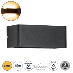 GLOBOSTAR® CIRCOA 60544 Μοντέρνο Φωτιστικό Τοίχου - Απλίκα LED 10W 1000lm 60° AC 220-240V Αδιάβροχο IP44 Θερμό Λευκό 2700K - Bridgelux COB Chip & TÜV SÜD Driver - Μαύρο Ματ - Μ20 x Π8 x Υ10cm - 5 Χρόνια Εγγύηση