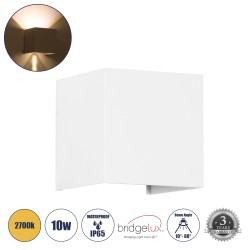 GLOBOSTAR® AXIS-S 60560 Μοντέρνο Φωτιστικό Τοίχου - Απλίκα LED 10W 1150lm 5°/60° AC 220-240V Αδιάβροχο IP65 Θερμό Λευκό 2700K - Bridgelux COB Chip & TÜV SÜD Driver - Λευκό Ματ - Μ10 x Π10 x Υ10cm - 5 Χρόνια Εγγύηση