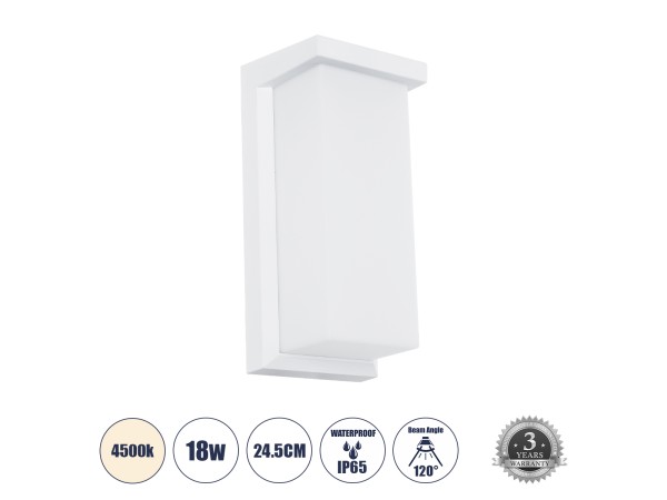 GLOBOSTAR® LOFT 60760 Μοντέρνο Φωτιστικό Τοίχου - Απλίκα LED 18W 1890lm 120° AC 220-240V Αδιάβροχο IP65 Φυσικό Λευκό 4500K - Bridgelux SMD Chip - Λευκό Ματ - Μ24.5 x Π11 x Υ9.5cm - 3 Χρόνια Εγγύηση GLOBOSTAR® LOFT 60760 Μοντέρνο Φωτιστικό Τοίχου - Απλίκα LED 18W 1890lm 120° AC 220-240V Αδιάβροχο IP65 Φυσικό Λευκό 4500K - Bridgelux SMD Chip - Λευκό Ματ - Μ24.5 x Π11 x Υ9.5cm - 3 Χρόνια Εγγύηση