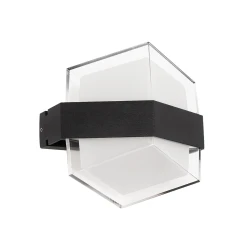 GLOBOSTAR® EMPIRE 60781 Μοντέρνο Φωτιστικό Τοίχου - Απλίκα LED 12W 1200lm 120° AC 220-240V Αδιάβροχο IP65 Θερμό Λευκό 2700K - Bridgelux SMD Chip & TÜV SÜD Driver - Μαύρο Ματ - Μ18.5 x Π10 x Υ17.5cm - 3 Χρόνια Εγγύηση