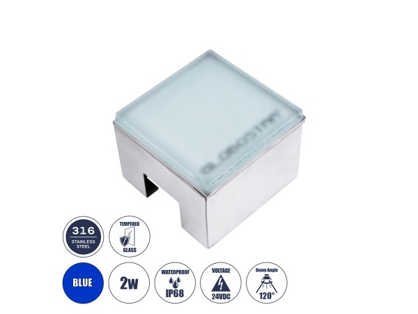 GLOBOSTAR® CYBOLITHOS 60946 Χωνευτό Αρχιτεκτονικο Φωτιστικό Σποτ Δαπέδου LED 2W 170lm 120° DC 24V Αδιάβροχο IP68 IK06 Μπλε Dimmable - Bridgelux SMD Chip - Γαλακτερό Tempered Glass & Ανοξείδωτο Ατσάλι SS316 - Μ10 x Π10x Υ8cm / Q10 x 10cm - 3 Χρόνια Εγγύηση GLOBOSTAR® CYBOLITHOS 60946 Χωνευτό Αρχιτεκτονικο Φωτιστικό Σποτ Δαπέδου LED 2W 170lm 120° DC 24V Αδιάβροχο IP68 IK06 Μπλε Dimmable - Bridgelux SMD Chip - Γαλακτερό Tempered Glass & Ανοξείδωτο Ατσάλι SS316 - Μ10 x Π10x Υ8cm / Q10 x 10cm - 3 Χρόνια Εγγύηση