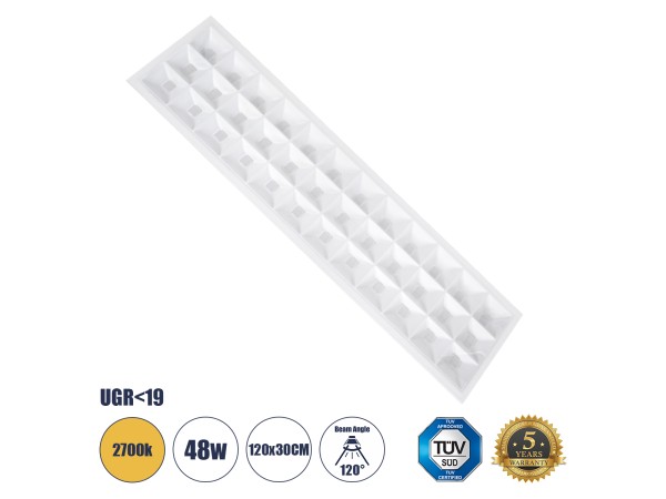 GLOBOSTAR® ZEUS 60973 Χωνευτό Panel Οροφής 120x30 με Anti Glare Reflector LED 48W 6960lm 120° CRI≥85Ra UGR<19 AC 220-240V IP20 Θερμό Λευκό 2700K - Lumileds SMD Chip & TÜV SÜD Driver - Λευκό Γαλακτερό - Μ120 x Π30 x Υ3.3cm / Q116 x 26cm - 5 Χρόνια Εγγύηση GLOBOSTAR® ZEUS 60973 Χωνευτό Panel Οροφής 120x30 με Anti Glare Reflector LED 48W 6960lm 120° CRI≥85Ra UGR<19 AC 220-240V IP20 Θερμό Λευκό 2700K - Lumileds SMD Chip & TÜV SÜD Driver - Λευκό Γαλακτερό - Μ120 x Π30 x Υ3.3cm / Q116 x 26cm - 5 Χρόνια Εγγύηση