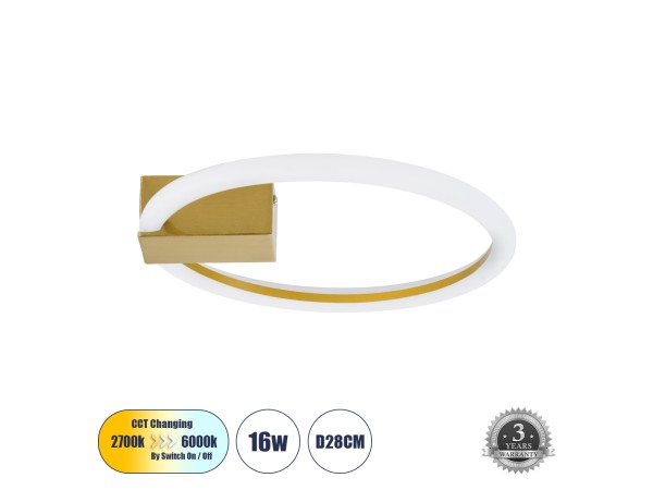 GLOBOSTAR® CINDERELLA 60978 Μοντέρνο Φωτιστικό Οροφής LED 16W 1792lm 360° AC 220-240V IP20 Ρυθμιζόμενο Λευκό CCT με On/Off 2700K/4500K/6000K - Lumileds SMD Chip - Χρυσό Βούρτσας - Μ28.5 x Π28.5 x Υ5cm - 3 Χρόνια Εγγύηση GLOBOSTAR® CINDERELLA 60978 Μοντέρνο Φωτιστικό Οροφής LED 16W 1792lm 360° AC 220-240V IP20 Ρυθμιζόμενο Λευκό CCT με On/Off 2700K/4500K/6000K - Lumileds SMD Chip - Χρυσό Βούρτσας - Μ28.5 x Π28.5 x Υ5cm - 3 Χρόνια Εγγύηση