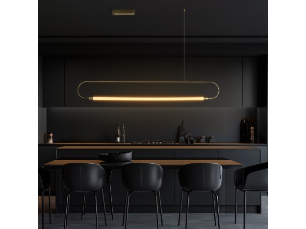 kelvo® GLOW KLV-101-0177 Κρεμαστό Φωτιστικό Οροφής LED 15W 1500lm 360° AC 220-240V IP20 Ρυθμιζόμενο Λευκό CCT με Χειριστήριο από 2700K έως 6000K Dimmable - Lumileds SMD Chip - Χρυσό Πλατίνα - Μ120 x Π3 x Υ17cm - 3 Χρόνια Εγγύηση