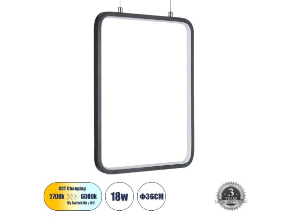 GLOBOSTAR® NEROBA 61302 Μοντέρνο Κρεμαστό Φωτιστικό Οροφής LED 18W 1980lm 360° AC 220-240V IP20 Ρυθμιζόμενο Λευκό CCT με On/Off 2700K/4500K/6000K - Lumileds SMD Chip - Μαύρο Ματ - Μ29 x Π2 x Υ36cm - 3 Χρόνια Εγγύηση GLOBOSTAR® NEROBA 61302 Μοντέρνο Κρεμαστό Φωτιστικό Οροφής LED 18W 1980lm 360° AC 220-240V IP20 Ρυθμιζόμενο Λευκό CCT με On/Off 2700K/4500K/6000K - Lumileds SMD Chip - Μαύρο Ματ - Μ29 x Π2 x Υ36cm - 3 Χρόνια Εγγύηση