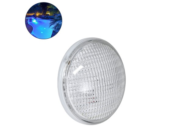 GloboStar® POOLANO 61536 Λάμπα LED Σποτ Πισίνας GX16D PAR56 25W 1750lm 120° AC/DC 12V Αδιάβροχο IP68 IK06 Tempered Glass Φ18 x Υ10cm Μπλε - Bridgelux Chip - 3 Years Warranty