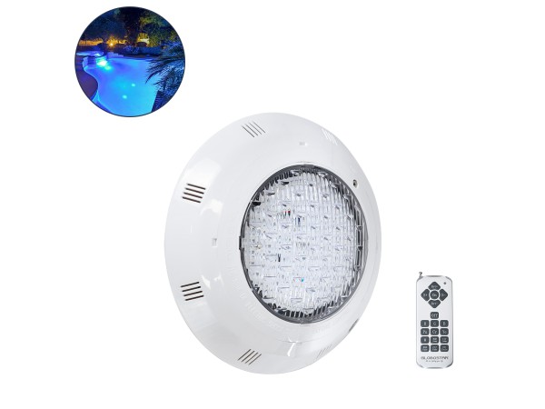 GLOBOSTAR® POOLETI 61542 Υποβρύχιο Φωτιστικό για Σιντριβάνια/Πισίνες LED 25W 1750lm 120° AC 12V Αδιάβροχο IP68 RGB Dimmable  - Ασύρματο Χειριστήριο RF 2.4Ghz Εμβέλειας 60 Μέτρων - 2m VDE Rubber Καλώδιο - Φ30 x Υ6.5cm - 3 Χρόνια Εγγύηση
