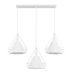 GLOBOSTAR® EIFFEL 61570 Vintage Κρεμαστό Φωτιστικό Οροφής με Ντουί 3 x E27 AC 220-240V IP20 - Λευκό - Μ68 x Π25 x Υ130cm