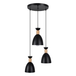 GLOBOSTAR® AVA 61572 Μοντέρνο Κρεμαστό Φωτιστικό Οροφής με Ντουί 3 x E27 AC 220-240V IP20 - Μαύρο & Μπεζ - Μ35 x Π35 x Υ130cm