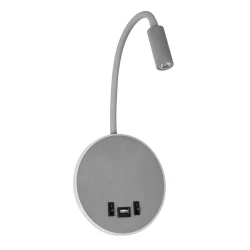 GLOBOSTAR® GOOSE 61694 Μοντέρνο Φωτιστικό Τοίχου - Απλίκα Ξενοδοχείου Reading Light με Φορτιστή USB 3A LED 6W 600lm 36° & 360° AC 220-240V IP20 Θερμό Λευκό 2700K - CREE XPE & Lumileds SMD Chip - Γκρι Ανθρακί Ματ - Μ15.5 x Π15 x Υ30.5cm - 3 Χρόνια Εγγύηση