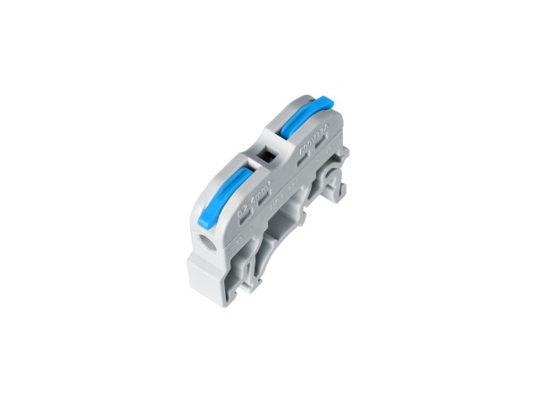GloboStar® FAST-CONNECT 69903 Μονή Κλέμα Ράγας Ταχείας Σύνδεσης & Διακλάδωσης Καλωδίων για Ηλεκτρολογικούς Πίνακες - 1 x Είσοδος & 1 x Έξοδος με Συμβατή Διατομή Καλωδίων 0.2mm² έως 4mm² - 600V 32A Max - Μ4.5 x Π1 x Υ3.2cm - Γκρι & Μπλε - Πακέτο 10 Τεμαχίω