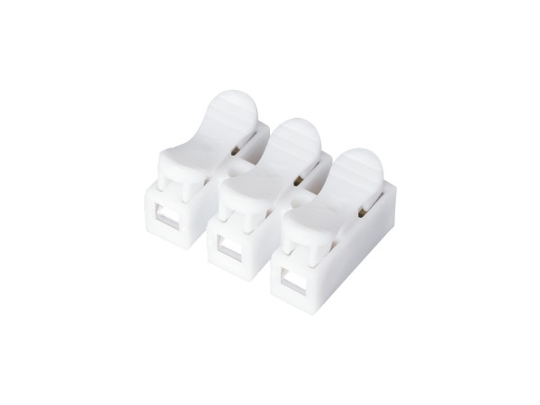 GloboStar® FAST-CONNECT 69906 Τριπλή Κλέμα Ταχείας Σύνδεσης & Διακλάδωσης Καλωδίων - 3 x Είσοδοι & 3 x Έξοδοι με Συμβατή Διατομή Καλωδίων 0.2mm² έως 1mm² - 250V 2A Max - Μ2 x Π2.7 x Υ1.9cm - Λευκό - Πακέτο 20 Τεμαχίων - 5 Years Warranty