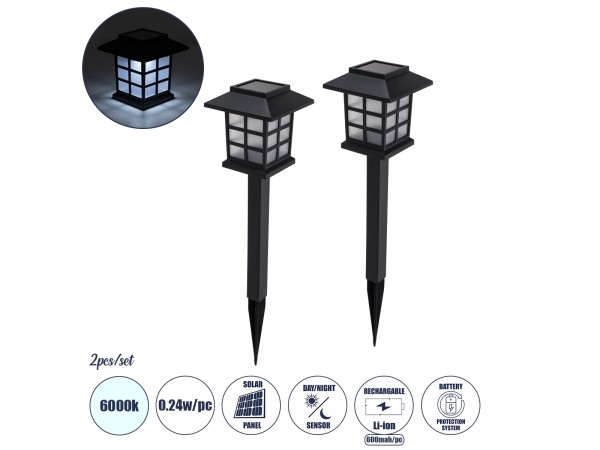 GloboStar® 69928 ΣΕΤ 2 Τεμαχίων Αυτόνομα Ηλιακά Φωτιστικά LED SMD 0.24W/Τεμ. 24lm/Τεμ. με Ενσωματωμένη Μπαταρία 600mAh - Φωτοβολταϊκό Πάνελ με Αισθητήρα Ημέρας-Νύχτας Αδιάβροχο IP65 Φανάρι Κήπου Τετράγωνο Ψυχρό Λευκό 6000K Μ8.5 x Π8.5 x Υ26.5cm GloboStar® 69928 ΣΕΤ 2 Τεμαχίων Αυτόνομα Ηλιακά Φωτιστικά LED SMD 0.24W/Τεμ. 24lm/Τεμ. με Ενσωματωμένη Μπαταρία 600mAh - Φωτοβολταϊκό Πάνελ με Αισθητήρα Ημέρας-Νύχτας Αδιάβροχο IP65 Φανάρι Κήπου Τετράγωνο Ψυχρό Λευκό 6000K Μ8.5 x Π8.5 x Υ26.5cm