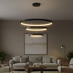 kelvo® NEMESIS KLV-101-0220 Κρεμαστό Φωτιστικό Οροφής LED 120W 12000lm 180° AC 220-240V IP20 Ρυθμιζόμενο Λευκό CCT με Χειριστήριο από 2700K έως 6000K Dimmable - Lumileds SMD Chip - Μαύρο Ματ - Μ80 x Π80 x Υ80cm - 3 Χρόνια Εγγύηση