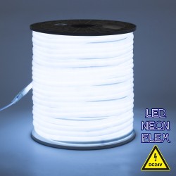 GLOBOSTAR® NEOTUBE 70580 Ταινία Neon Flex LED 12W/m 1080lm/m 360° DC 24V Αδιάβροχο IP65 120 x SMD2835 Chip/m Ψυχρό Λευκό 6000K Dimmable - Sanan SMD Chip - Μ100 x Π1.3 x Υ1.3cm - 3 Χρόνια Εγγύηση