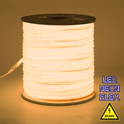 GLOBOSTAR® NEOTUBE 70582 Ταινία Neon Flex LED 12W/m 840lm/m 360° DC 24V Αδιάβροχο IP65 120 x SMD2835 Chip/m Θερμό Λευκό 2700K Dimmable - Sanan SMD Chip - Μ100 x Π1.3 x Υ1.3cm - 3 Χρόνια Εγγύηση