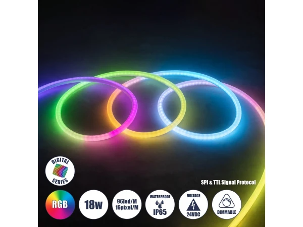 GLOBOSTAR® NEOTUBE 70589 Ψηφιακή Pixel Addressable Ταινία Neon Flex LED 18W/m 900lm/m 360° DC 24V Αδιάβροχο IP65 96 x SMD5050 Chip/m 16 x Pixel/m Πολύχρωμο RGB Dimmable SPI/TTL Protocol IC WS2811 - Sanan SMD Chip - Μ100 x Π2.1 x Υ2.1cm - 3 Χρόνια Εγγύηση GLOBOSTAR® NEOTUBE 70589 Ψηφιακή Pixel Addressable Ταινία Neon Flex LED 18W/m 900lm/m 360° DC 24V Αδιάβροχο IP65 96 x SMD5050 Chip/m 16 x Pixel/m Πολύχρωμο RGB Dimmable SPI/TTL Protocol IC WS2811 - Sanan SMD Chip - Μ100 x Π2.1 x Υ2.1cm - 3 Χρόνια Εγγύηση