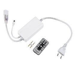 GLOBOSTAR® NEOVALE-A 70626 Dimmer / Controller με IR Ασύρματο Χειριστήριο 6A 1380W AC 220-240V σε DC 220-240V για έως 100 Μέτρα Neon Flex LED Αδιάβροχο IP44 Dimmable - Λευκό - Μ57 x 5 x Υ3.5cm - 2 Χρόνια Εγγύηση