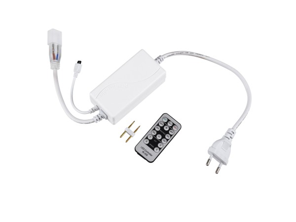 GLOBOSTAR® NEOVALE-A 70626 Dimmer / Controller με IR Ασύρματο Χειριστήριο 6A 1380W AC 220-240V σε DC 220-240V για έως 100 Μέτρα Neon Flex LED Αδιάβροχο IP44 Dimmable - Λευκό - Μ57 x 5 x Υ3.5cm - 2 Χρόνια Εγγύηση