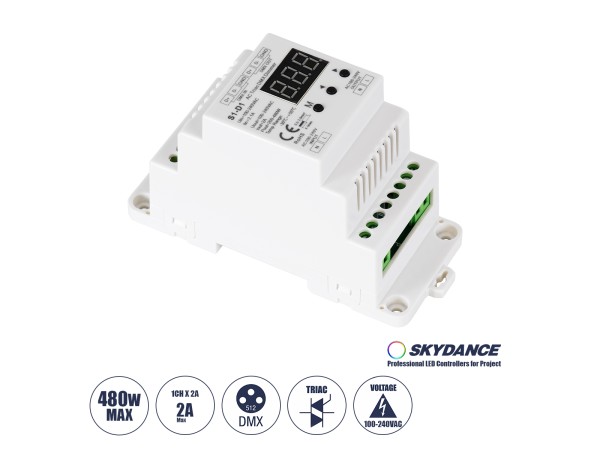 GLOBOSTAR® SKYDANCE-S1-D1 70672 AC Trailing Edge DMX Dimmer Ράγας με 1 x 2A 480W Κανάλι AC 220-240V 2A 480W Max IP20 - DMX512 & RDM - Μ11.5 x Π5 x Υ6.5cm - 5 Χρόνια Εγγύηση GLOBOSTAR® SKYDANCE-S1-D1 70672 AC Trailing Edge DMX Dimmer Ράγας με 1 x 2A 480W Κανάλι AC 220-240V 2A 480W Max IP20 - DMX512 & RDM - Μ11.5 x Π5 x Υ6.5cm - 5 Χρόνια Εγγύηση