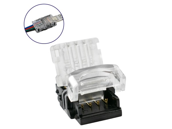 GLOBOSTAR® STRIPCON 70724 Ταχυσύνδεσμος για RGB Ταινία LED 10mm σε 4 Καλώδια Αδιάβροχο IP65 - Διάφανο - Μ1.5 x Π2.4 x Υ0.8cm