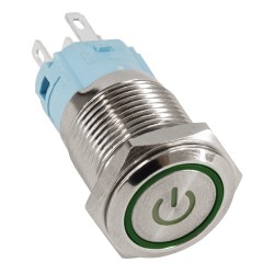 GLOBOSTAR® BUTTON 70772 Φωτιζόμενος Χωνευτός Διακόπτης On/Off LED AC 220-240V 1 x 3A 690W Max Αδιάβροχο IP65 Πράσινο - Μ1.8 x Π1.8 x Υ2cm - 2 Χρόνια Εγγύηση
