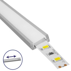 GLOBOSTAR® ALP-LINEAR ALPINA 70801-1M Επιφανειακό Προφίλ Αλουμινίου με Λευκό Γαλακτερό Συρόμενο Κάλυμμα για Ταινίες LED IP20 - Ασημί & Λευκό - Μ100 x Π1.6 x Υ0.6cm