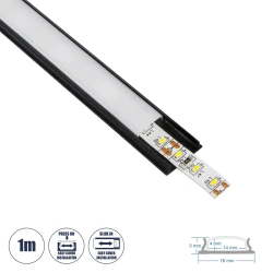 GLOBOSTAR® ALP-LINEAR CURBARIO 70804-1M Επιφανειακό Εύκαμπτο Προφίλ Αλουμινίου με Λευκό Γαλακτερό Πατητό Κάλυμμα για Ταινίες LED IP20 - Μαύρο & Λευκό - Μ100 x Π1.8 x Υ0.5cm