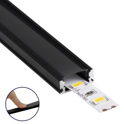 GLOBOSTAR® ALP-LINEAR SURFABO 70806-1M Επιφανειακό Προφίλ Αλουμινίου με Μαύρο Φιμέ Πατητό Κάλυμμα για Ταινίες LED IP20 - Μαύρο - Μ100 x Π1.6 x Υ0.7cm