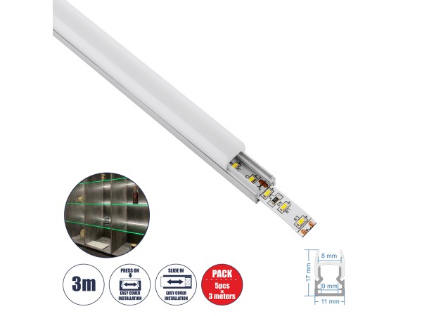 GloboStar® GLASSBOARD-PROFILE 70808-3M Προφίλ Αλουμινίου - Βάση & Ψύκτρα Ταινίας LED με Λευκό Γαλακτερό Κάλυμμα - Χρήση για Μοριακό Φωτισμό Γυαλιού Πάχους 8mm - Πατητό Κάλυμμα - Ασημί - 3 Μέτρα - Πακέτο 5 Τεμαχίων - Μ300 x Π1.1 x Υ1.7cm GloboStar® GLASSBOARD-PROFILE 70808-3M Προφίλ Αλουμινίου - Βάση & Ψύκτρα Ταινίας LED με Λευκό Γαλακτερό Κάλυμμα - Χρήση για Μοριακό Φωτισμό Γυαλιού Πάχους 8mm - Πατητό Κάλυμμα - Ασημί - 3 Μέτρα - Πακέτο 5 Τεμαχίων - Μ300 x Π1.1 x Υ1.7cm