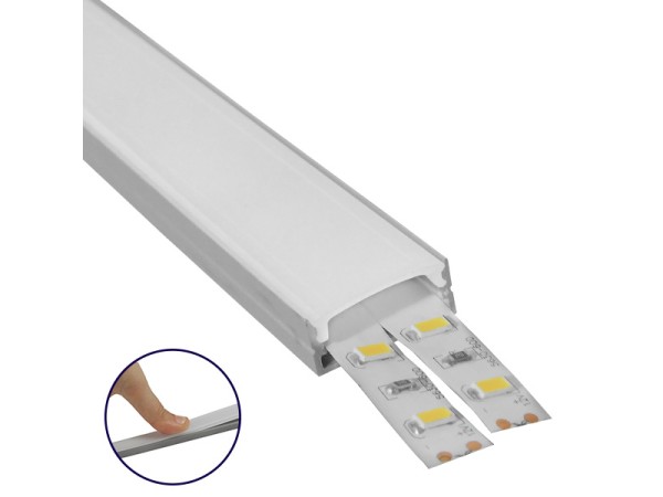 GLOBOSTAR® ALP-LINEAR ALIENA 70809-3M Επιφανειακό Προφίλ Αλουμινίου με Λευκό Γαλακτερό Πατητό Κάλυμμα για Ταινίες LED IP20 - Ασημί & Λευκό - Μ300 x Π2.4 x Υ1.1cm - Πακέτο 5 Τεμαχίων