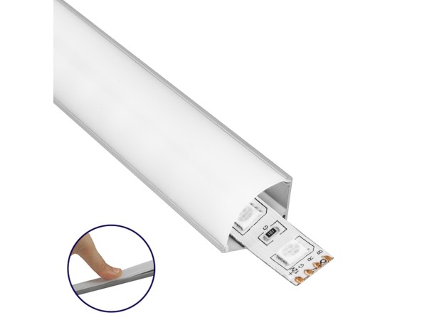 GLOBOSTAR® ALP-CORNER LINEO 70815-1M Επιφανειακό Γωνιακό Προφίλ Αλουμινίου με Λευκό Γαλακτερό Πατητό Κάλυμμα για Ταινίες LED IP20 - Ασημί & Λευκό - Μ100 x Π1.6 x Υ1.6cm
