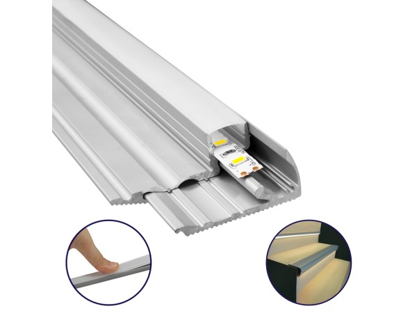 GloboStar® STAIR-PROFILE 70823-1M Προφίλ Αλουμινίου - Βάση & Ψύκτρα Ταινίας LED με Λευκό Γαλακτερό Κάλυμμα - Χρήση σε Σκαλοπάτια - Πατητό Κάλυμμα - Ασημί - 1 Μέτρο - Μ100 x Π6 x Υ2.1cm GloboStar® STAIR-PROFILE 70823-1M Προφίλ Αλουμινίου - Βάση & Ψύκτρα Ταινίας LED με Λευκό Γαλακτερό Κάλυμμα - Χρήση σε Σκαλοπάτια - Πατητό Κάλυμμα - Ασημί - 1 Μέτρο - Μ100 x Π6 x Υ2.1cm