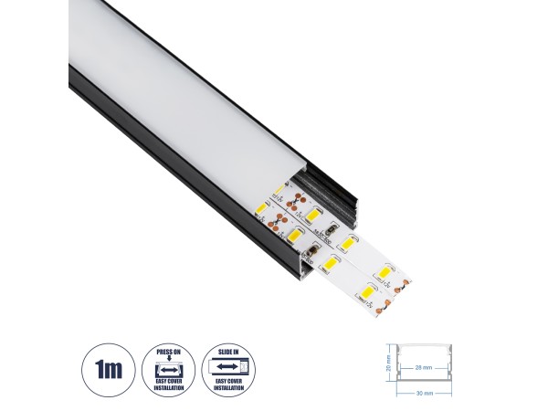 GLOBOSTAR® ALP-LINEAR VEXTA 70825-1M Επιφανειακό Προφίλ Αλουμινίου με Λευκό Γαλακτερό Πατητό Κάλυμμα για Ταινίες LED IP20 - Μαύρο & Λευκό - Μ100 x Π3 x Υ2cm GLOBOSTAR® ALP-LINEAR VEXTA 70825-1M Επιφανειακό Προφίλ Αλουμινίου με Λευκό Γαλακτερό Πατητό Κάλυμμα για Ταινίες LED IP20 - Μαύρο & Λευκό - Μ100 x Π3 x Υ2cm