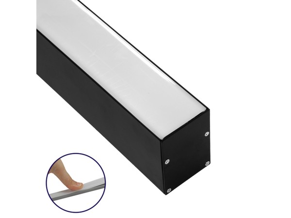 GLOBOSTAR® ALP-LINEAR VERTEX 70828-3M Επιφανειακό Προφίλ Αλουμινίου με Λευκό Γαλακτερό Πατητό Κάλυμμα για Ταινίες LED IP20 - Μαύρο & Λευκό - Μ300 x Π5 x Υ7cm