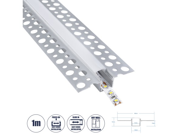GLOBOSTAR® ALP-PLASTERIN GYPSO 70838-1M Χωνευτό Προφίλ Αλουμινίου Ειδικό για Γυψοσανίδα με Λευκό Γαλακτερό Πατητό Κάλυμμα για Ταινίες LED IP20 - Ασημί & Λευκό - Μ100 x Π5.6 x Υ1.5cm GLOBOSTAR® ALP-PLASTERIN GYPSO 70838-1M Χωνευτό Προφίλ Αλουμινίου Ειδικό για Γυψοσανίδα με Λευκό Γαλακτερό Πατητό Κάλυμμα για Ταινίες LED IP20 - Ασημί & Λευκό - Μ100 x Π5.6 x Υ1.5cm