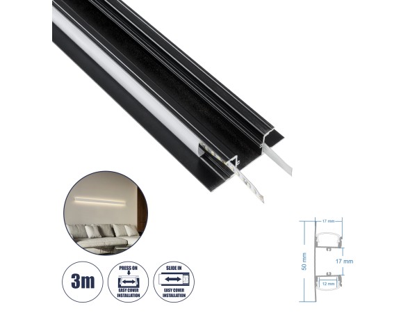 GLOBOSTAR® ALP-WALL-UPDOWN CONCEALED 70845-3M Επιφανειακό Προφίλ Αλουμινίου Ειδικό για Δημιουργία Κρυφού Φωτισμού Up & Down με Λευκό Γαλακτερό Πατητό Κάλυμμα για Ταινίες LED IP20 - Μαύρο & Λευκό - Μ300 x Π5 x Υ1.7cm GLOBOSTAR® ALP-WALL-UPDOWN CONCEALED 70845-3M Επιφανειακό Προφίλ Αλουμινίου Ειδικό για Δημιουργία Κρυφού Φωτισμού Up & Down με Λευκό Γαλακτερό Πατητό Κάλυμμα για Ταινίες LED IP20 - Μαύρο & Λευκό - Μ300 x Π5 x Υ1.7cm