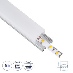 GLOBOSTAR® ALP-LINEAR GLOA 70847-1M Επιφανειακό & Κρεμαστό Προφίλ Αλουμινίου με Λευκό Γαλακτερό Πατητό Κάλυμμα για Ταινίες LED IP20 - Ασημί & Λευκό - Μ100 x Π2.6 x Υ2.3cm