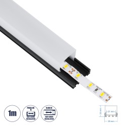 GLOBOSTAR® ALP-LINEAR GLOA 70849-1M Επιφανειακό & Κρεμαστό Προφίλ Αλουμινίου με Λευκό Γαλακτερό Πατητό Κάλυμμα για Ταινίες LED IP20 - Μαύρο & Λευκό - Μ100 x Π2.6 x Υ2.3cm