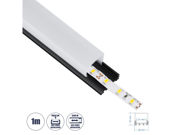 GLOBOSTAR® ALP-LINEAR GLOA 70849-1M Επιφανειακό & Κρεμαστό Προφίλ Αλουμινίου με Λευκό Γαλακτερό Πατητό Κάλυμμα για Ταινίες LED IP20 - Μαύρο & Λευκό - Μ100 x Π2.6 x Υ2.3cm GLOBOSTAR® ALP-LINEAR GLOA 70849-1M Επιφανειακό & Κρεμαστό Προφίλ Αλουμινίου με Λευκό Γαλακτερό Πατητό Κάλυμμα για Ταινίες LED IP20 - Μαύρο & Λευκό - Μ100 x Π2.6 x Υ2.3cm