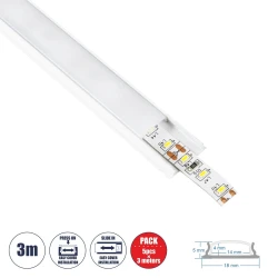 GLOBOSTAR® ALP-LINEAR CURBARIO 70863-1M Επιφανειακό Εύκαμπτο Προφίλ Αλουμινίου με Λευκό Γαλακτερό Πατητό Κάλυμμα για Ταινίες LED IP20 - Λευκό - Μ100 x Π1.8 x Υ0.5cm