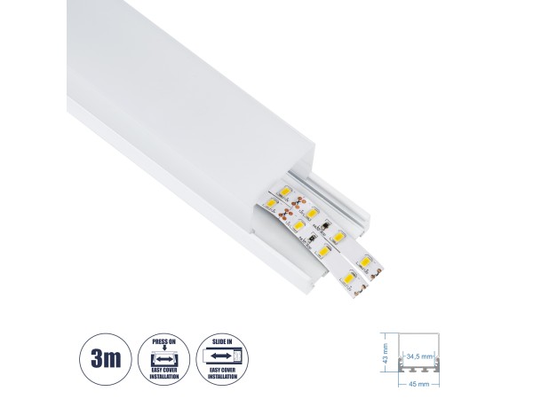 GloboStar® SURFACEPENDANT-PROFILE 70865-3M Προφίλ Αλουμινίου - Βάση & Ψύκτρα Ταινίας LED με Λευκό Γαλακτερό Κάλυμμα - Επιφανειακή & Κρεμαστή Χρήση - Πατητό Κάλυμμα - Λευκό - 3 Μέτρα - Μ300 x Π4.5 x Υ4.2cm GloboStar® SURFACEPENDANT-PROFILE 70865-3M Προφίλ Αλουμινίου - Βάση & Ψύκτρα Ταινίας LED με Λευκό Γαλακτερό Κάλυμμα - Επιφανειακή & Κρεμαστή Χρήση - Πατητό Κάλυμμα - Λευκό - 3 Μέτρα - Μ300 x Π4.5 x Υ4.2cm