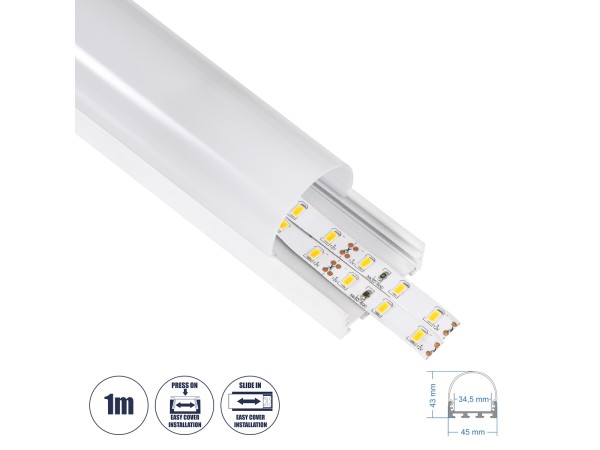 GloboStar® SURFACEPENDANT-PROFILE 70871-1M Προφίλ Αλουμινίου - Βάση & Ψύκτρα Ταινίας LED με Λευκό Γαλακτερό Κάλυμμα - Επιφανειακή & Κρεμαστή Χρήση - Πατητό Κάλυμμα - Λευκό - 1 Μέτρα - Μ100 x Π4.5 x Υ4.2cm GloboStar® SURFACEPENDANT-PROFILE 70871-1M Προφίλ Αλουμινίου - Βάση & Ψύκτρα Ταινίας LED με Λευκό Γαλακτερό Κάλυμμα - Επιφανειακή & Κρεμαστή Χρήση - Πατητό Κάλυμμα - Λευκό - 1 Μέτρα - Μ100 x Π4.5 x Υ4.2cm